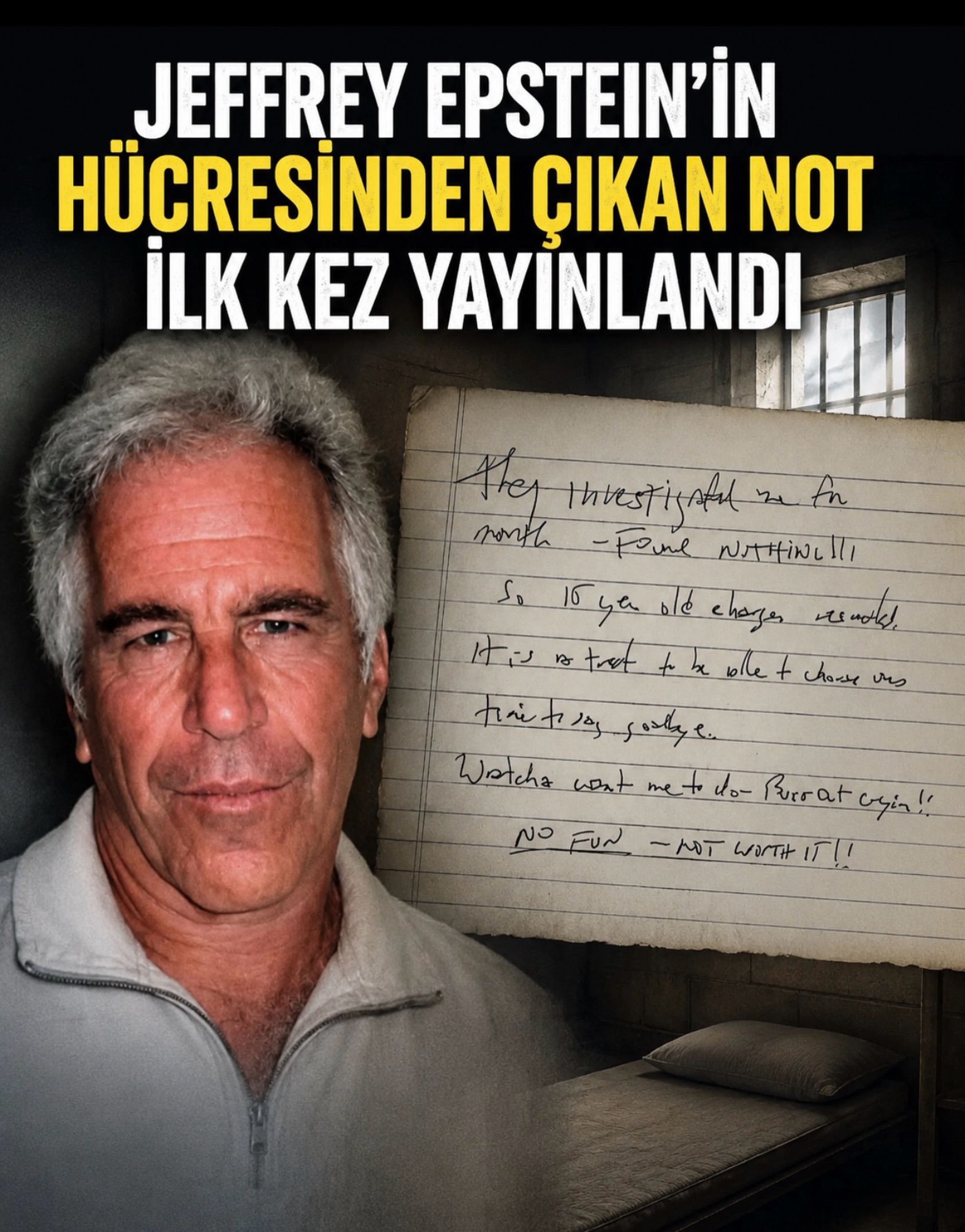 Jeffrey Epstein’in Hücresinden Çıkan Not İlk Kez Yayınlandı