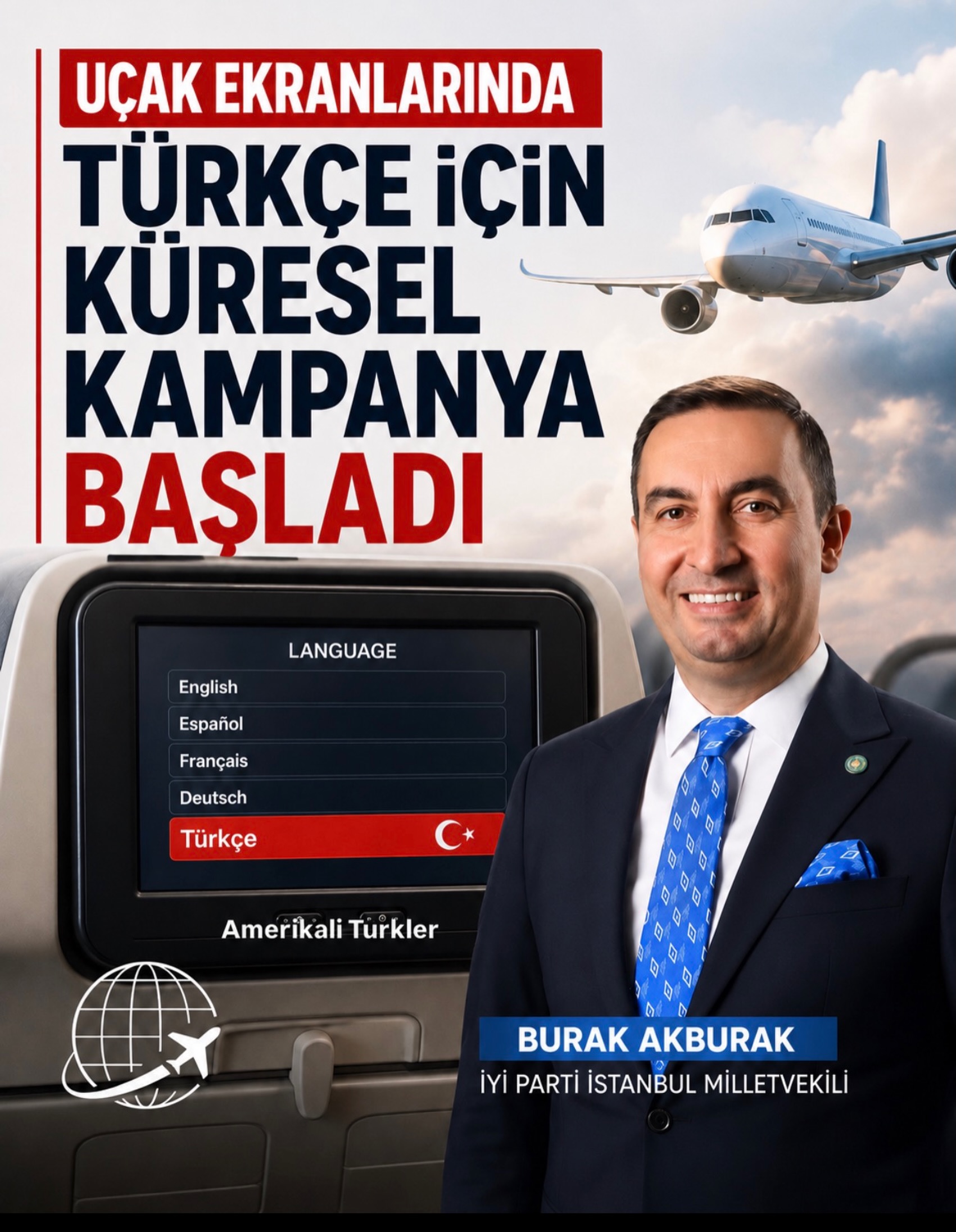 Uçak Ekranlarında Türkçe İçin Küresel Kampanya Başladı