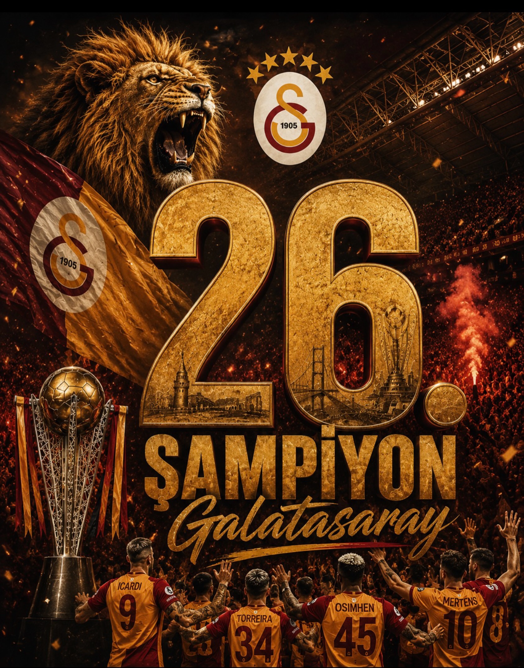 Süper Lig 2025-2026 sezonu şampiyonu Galatasaray oldu.

Tebrikler Galatasaray