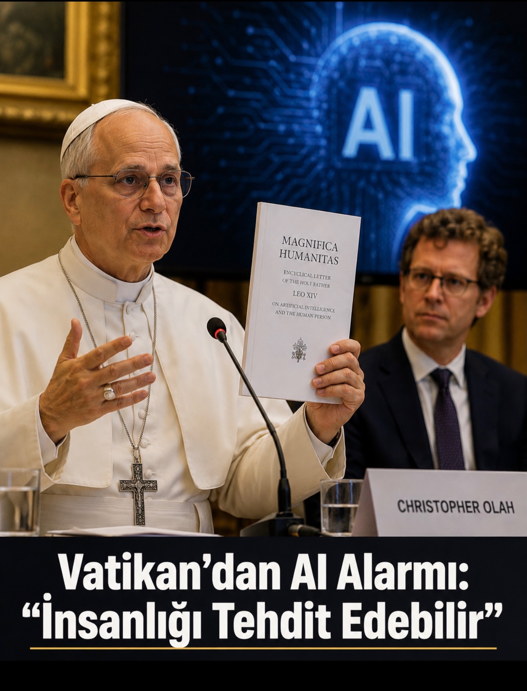 Katolik dünyasının ruhani lideri Papa Leo XIV, papalığının ilk büyük teolojik metni olan “Magnifica Humanitas” adlı genelgesinde yapay zekâ konusunda dikkat çeken uyarılarda bulundu.
Chicago doğumlu ilk Amerikalı Papa olan Leo XIV, yapay zekânın özellikle savaş teknolojilerinde kullanılmasının “çok sıkı etik kurallara” bağlanması gerektiğini söyledi.
Papa, kontrolsüz teknolojik gelişimin insanı “bir sistemin dişlisine” dönüştürebileceğini savunurken, yapay zekânın sadece birkaç özel şirketin kontrolünde olmaması gerektiğini vurguladı.
43 bin kelimelik metinde, İncil’deki “Babil Kulesi” hikâyesine de atıfta bulunan Papa Leo XIV, insanlığın bugün benzer bir güç ve kontrol arayışıyla karşı karşıya olduğunu ifade etti.
Yapay zekâ şirketi Anthropic’in kurucularından Christopher Olah’ın da katıldığı Vatikan’daki tanıtım toplantısında Papa, “Teknolojiye evet ya da hayır demek değil, Babil’i mi yoksa Kudüs’ü mü inşa edeceğimize karar vermek gerekiyor” dedi.
Papa ayrıca “transhümanizm” ve insan ile makine arasındaki sınırların bulanıklaşmasını savunan “posthümanizm” akımlarını da eleştirdi.
