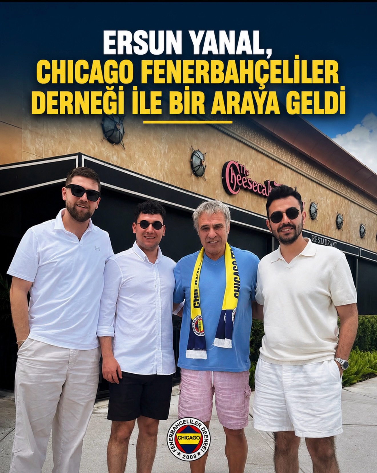 Ersun Yanal, Chicago Fenerbahçeliler Derneği üyeleriyle Florida’da bir araya geldi.

Miami’ye yerleştiği konuşulan deneyimli teknik adamın katıldığı buluşmada, Fenerbahçe anıları ve Türk futbolunun geleceği üzerine samimi sohbetler gerçekleştirildi.

Dernek tarafından yapılan paylaşımda, “Fenerbahçemiz üzerine güzel anılar, futbolun ve sporun bilimsel yönüne dair samimi bir sohbet gerçekleştirme fırsatı bulduk” ifadelerine yer verildi.