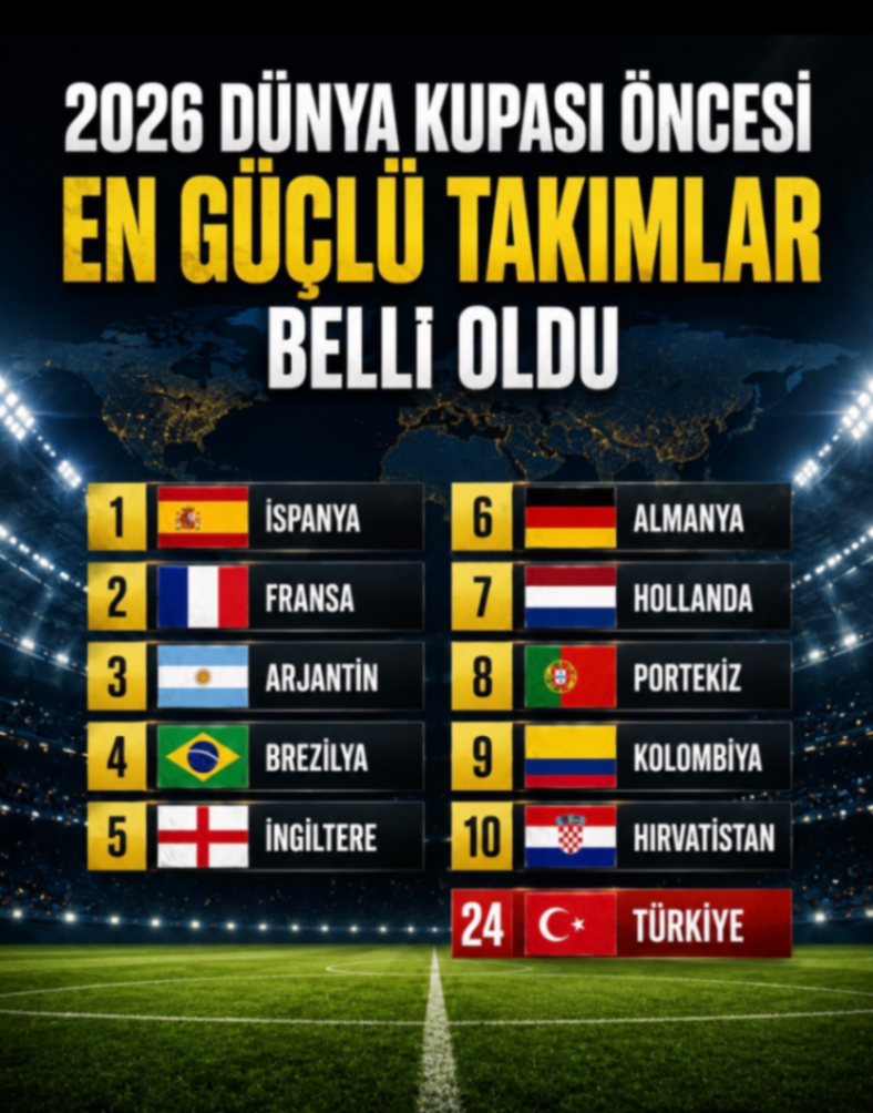 2026 DÜNYA KUPASI ÖNCESİ EN GÜÇLÜ TAKIMLAR BELLI OLDU