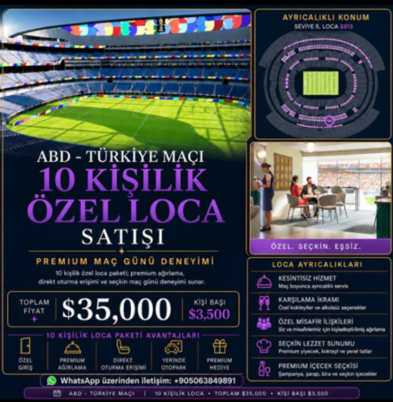 ABD - TÜRKİYE MAÇI 10 KİŞİLİK ÖZEL LOCA SATIŞI