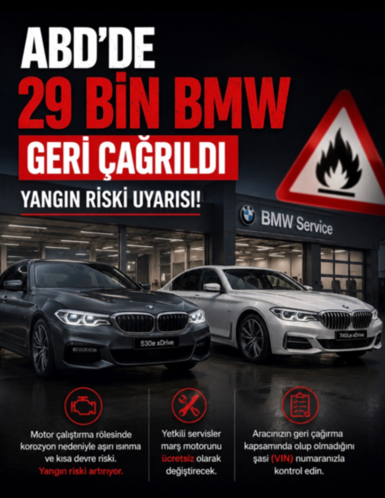 ABD'DE 29 BIN BMW GERİ ÇAĞRILDI YANGIN RİSKİ UYARISI!