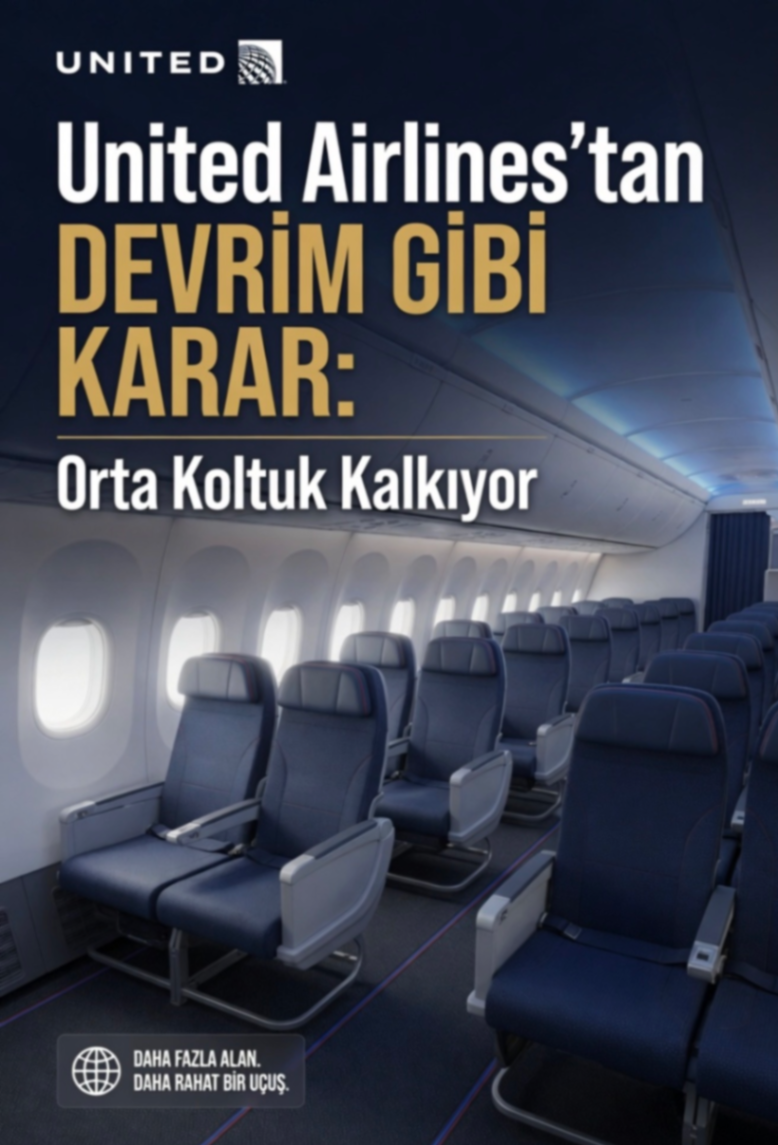United Airlines'tan DEVRİM GİBİ KARAR: Orta Koltuk Kalkıyor