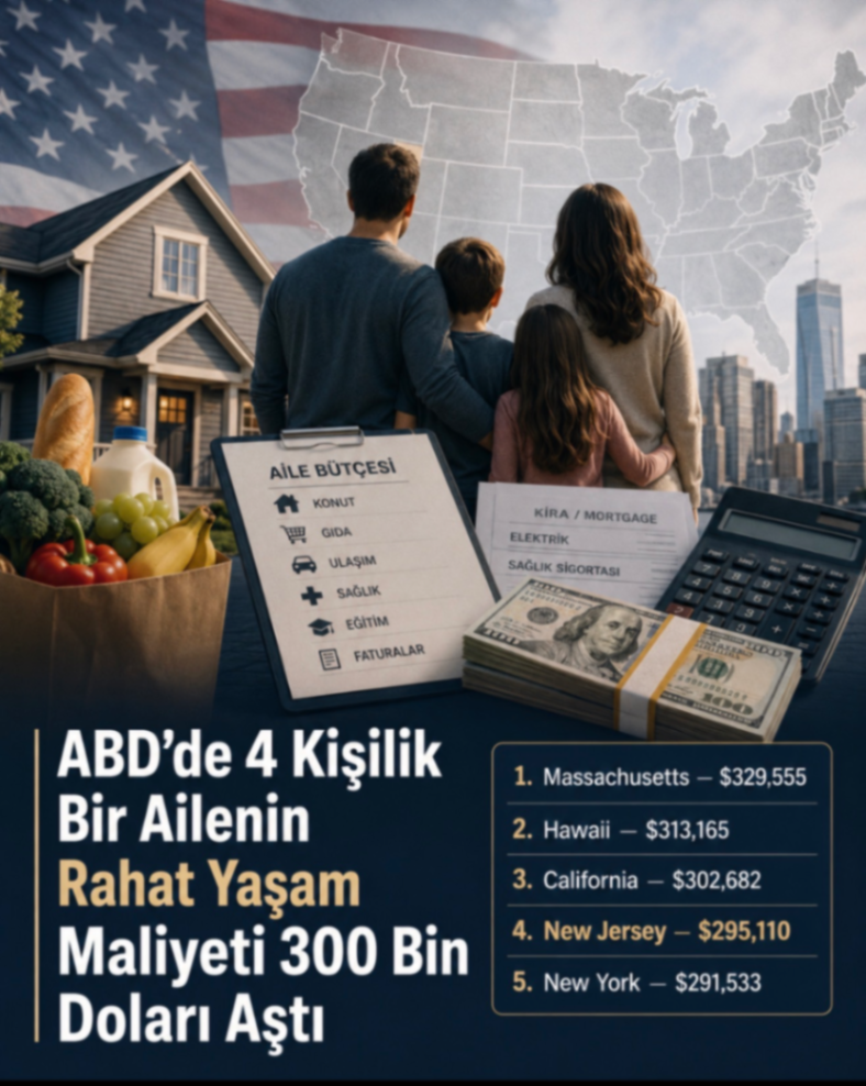 ABD'de 4 Kişilik Bir Ailenin Rahat Yaşam Maliyeti 300 Bin Doları Aştı