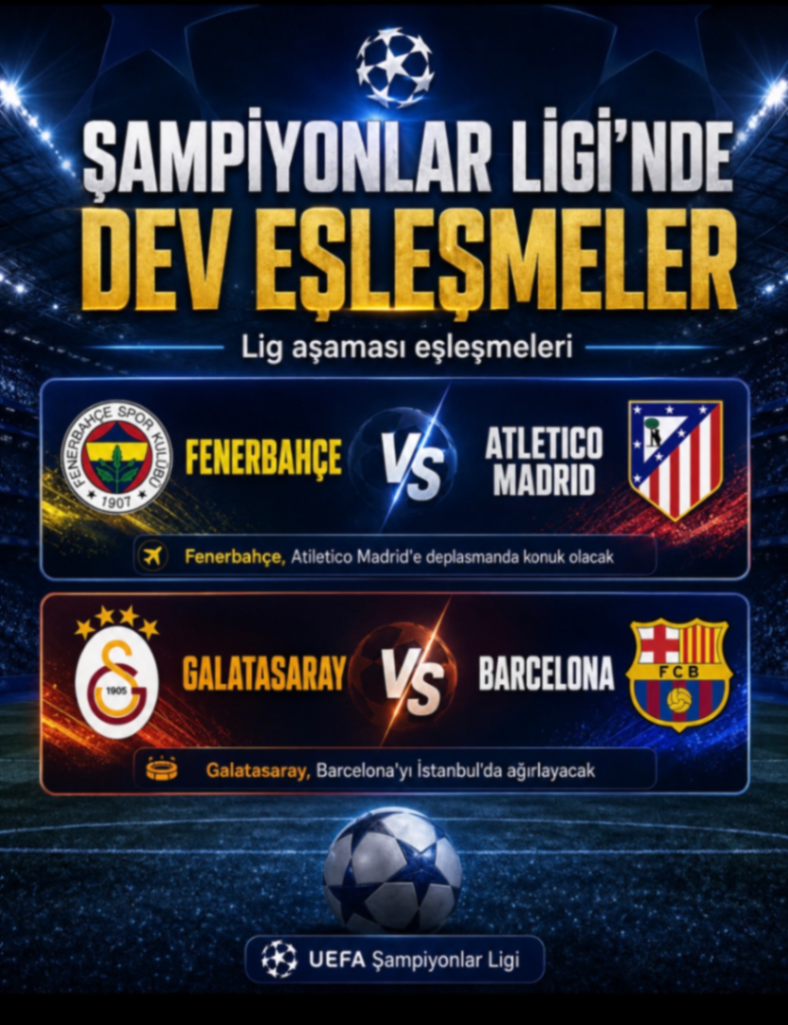 ŞAMPİYONLAR LİGİ’NDE DEV EŞLEŞMELER! 🔥